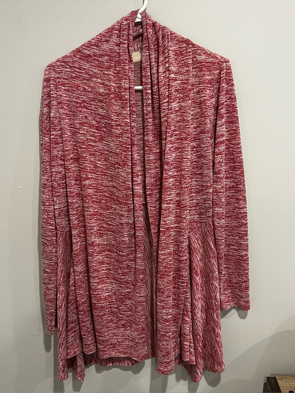 Sin Cliches long red white marled open front cardigan womens S casual lagenlook
